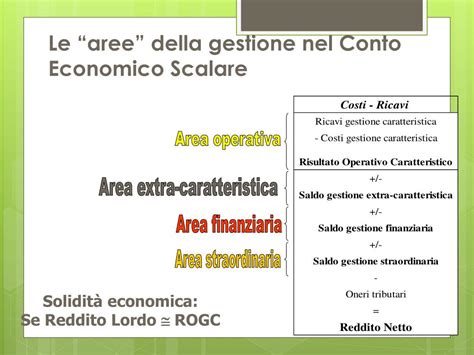 conto economico aree di gestione